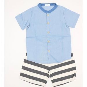 Boys 2 piece collar shirt and shorts